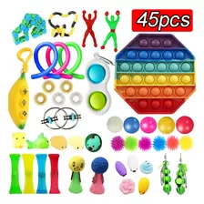45 Peças Anti-stress Push Popit Bubble Fidget Brinquedos