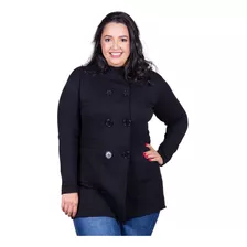 Kit 2 Sobretudos Moda Plus Size Liso Inverno Casaco Botoes