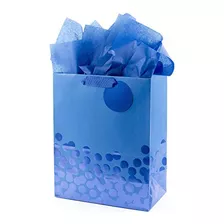 Bolsa De Regalo Grande Distintivo Con Puntos Azules De Papel