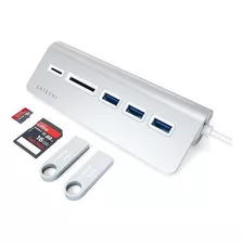 Hub Adaptador Usb-c A Lector Tarjetas Sd 3 Usba Mac Windows Color Silver