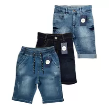 Kit Bermudas Jeans Infantil Juvenil Menino 10 12 14 16