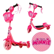 Patinete P Crianças Da Minnie 3 Rodas Luz E Som Brinquedo