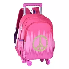 Mochila Escolar Infantil Quatro Rodinhas Style Paz Clio