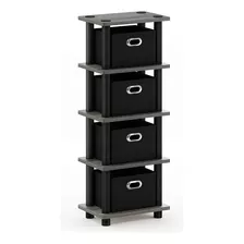 Furinno Turnntube Laci 4bins System Rack, Roble Francé...