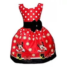 Vestido Minnie Vermelho Infantil Festa Aniversário Luxo 