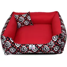 Cama Caminha Pet Para Cachorro E Gato - Tamanho M 60x60 Cor Geométrico Vermelho