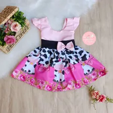 Vestido Temático Vaquinha (6 A 24 Meses) Fazendinha Fazenda