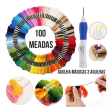 Kit Bordado Ponto Russo, Agulhas Mais 100 Cores