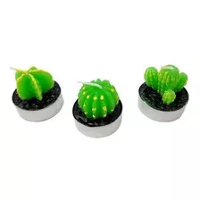 Kit De Mini Velas Em Formato De Cactos C/ 6 Pçs