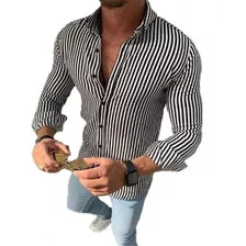 Camisa De Manga Larga A Rayas Para Hombre