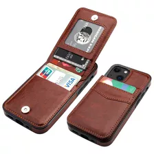 Funda Billetera Para iPhone 13 Mini 5.4 Cuero Marron Tapa