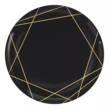 Placa De Plástico Geo - 10 | Negro Y Dorado | 20 Piezas
