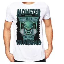 Camiseta Tradicional Branca Academia Monster Training Ref 1