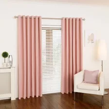 Cortina Para Sala E Quarto 300x280 Com Ilhos Para Varão Cor Salmão