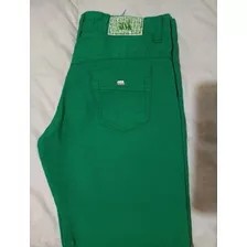 Pantalón Verde Gabardina Talle 44 Tiro Medio