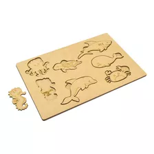 Puzzle Animales Del Mar Encastre De Madera Niños