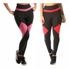 2 Calças Legging Feminina Preto Fitness Academia Recorte