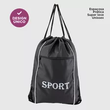 Mochila Saco Com Fechamento Cordão Esportes Academia Futebol Cor Saco Costas Preto