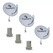 Kit 3 Antenas Century + 3 Lnbf Simples Century