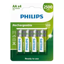 Pilha Recarregavel Philips Aa 2500 Com 4 Und Rtu Original Nf