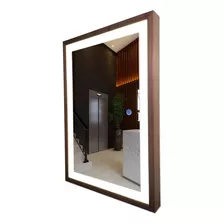 Espelho Moldura Rustica Iluminado C/ Led Touch Salão Lavabo