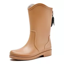 Botas Moda De Lluvia De Mujer Impermeable Con Tacon Bajo