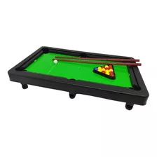 Jogo Mesa Sinuca 40cm Infantil Snooker Brilhar 02 Tacos Brin