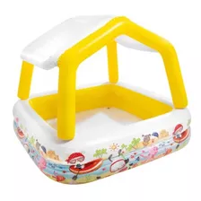 Piscina Inflable Cuadrada Intex Sun Shade 57470 De 157cm X 157cm X 38cm 295l Amarilla Y Blanca