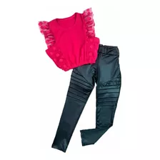 Conjunto Moda Infantil Juvenil Cropped Calça Cirrê Tratorada