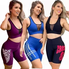 Moda Fitness Kit 3 Conjuntos Malhacao Short Roupa Academia