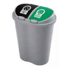 Basurero Doble Para Reciclaje Rimax 50 Litros Negro/verde Color Gris