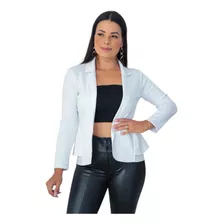 Blazer Neoprene Terninho Com Babado Feminino Cinturado