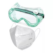 Kit Antiviral Goggles Uso Medico Lab + Cubrebocas Kn95 Fda Color Clip Interno