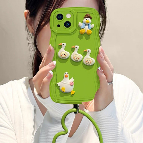 Funda For Mvil Pato Tridimensional Verde Mostaza Con Foto 3