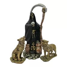 Paquete De 1 Santa Muerte 30cm Y Sus 2 Perros 15cm 