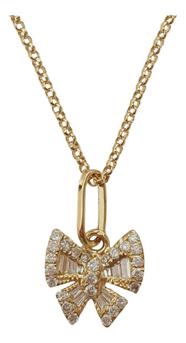 Pingente Borboleta Com Diamantes De Ouro 18k 750 Amarelo