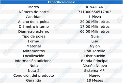 Polea Guia Distribucion 60.00mm Escape L4 2.0l 01 Al 04 Foto 2