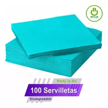 100 Servilletas De Papel Party Is On Color Azul Turquesa