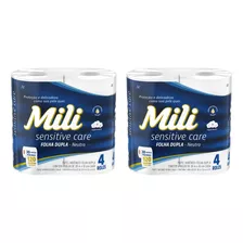 Kit 2 Papel Higiênico Mili Sensitive Care Folha Dupla 4un