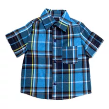 Kit De Camisas Xadrez Azul Fazendinha Pai, Mae E Filho 