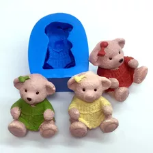 Mini Urso Menina Molde Silicone Sabonete Vela Biscuit