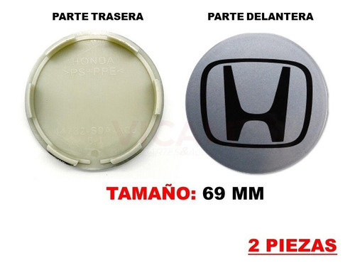 Par De Centros De Rin Honda Accord 03-07 69 Mm Gris/negro Foto 3