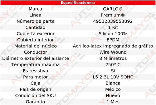 Cables Bujias Audi 5000 L5 2.3l 10v Sohc 87 Garlo Premium Foto 2