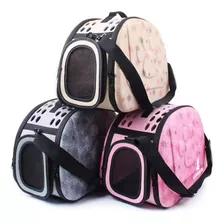 Bolsa Mala De Transporte Pet Para Cães E Gatos Desmontável Cor Rosa