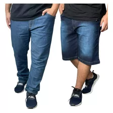 Quite Jeans Plus Masculino Size Calça + Bermuda 50 Ao 56 