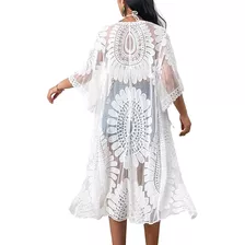 Saida De Praia Feminina Kimono Moda Blogueira Tule