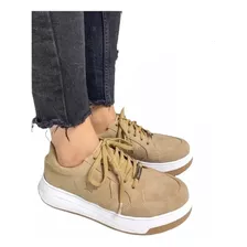 Zapatillas Mujer Urbanas Cuero Vegano Plataforma Livianas