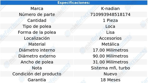 Polea Lisa Metlica K-nadian Volvo 780 L4 2.3l 91 Foto 2