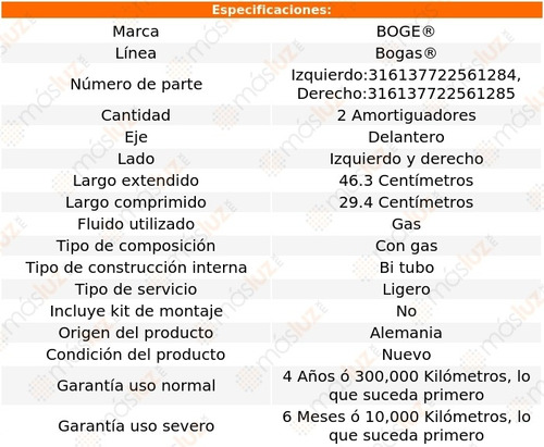 (2) Amortiguadores Gas Delanteros Bmw M5 06/10 Boge Bogas Foto 2