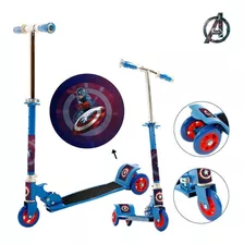 Patinete Dobrável Do Captain America Azul 3 Rodas Meninos